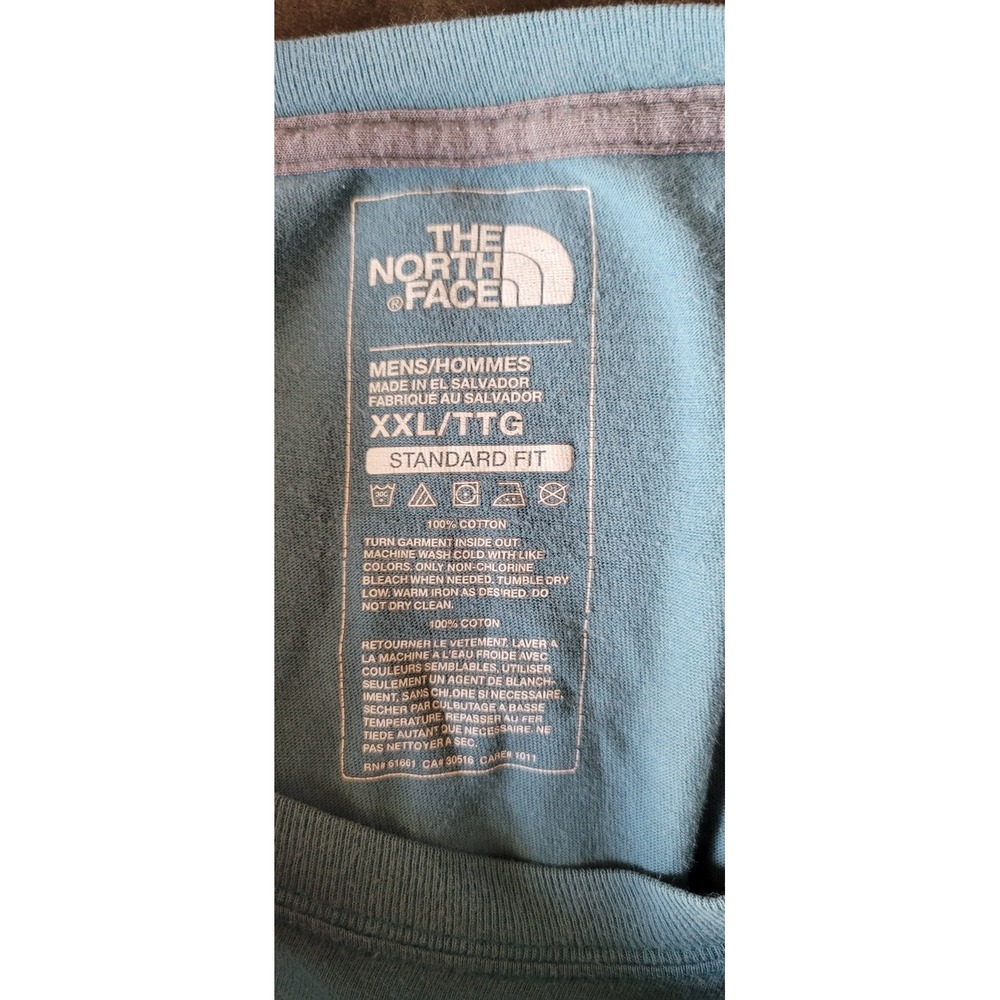The North Face T-Shirt XXL Blue Graphic Crew Neck Cotton Casual Tee Top - Picture 4 of 5